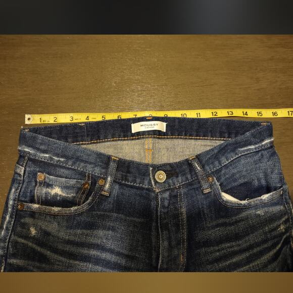 MOUSSY Vintage CHECOTAH SKINNY Distressed Dark Rinse Jeans Size 28 - Picture 6 of 16